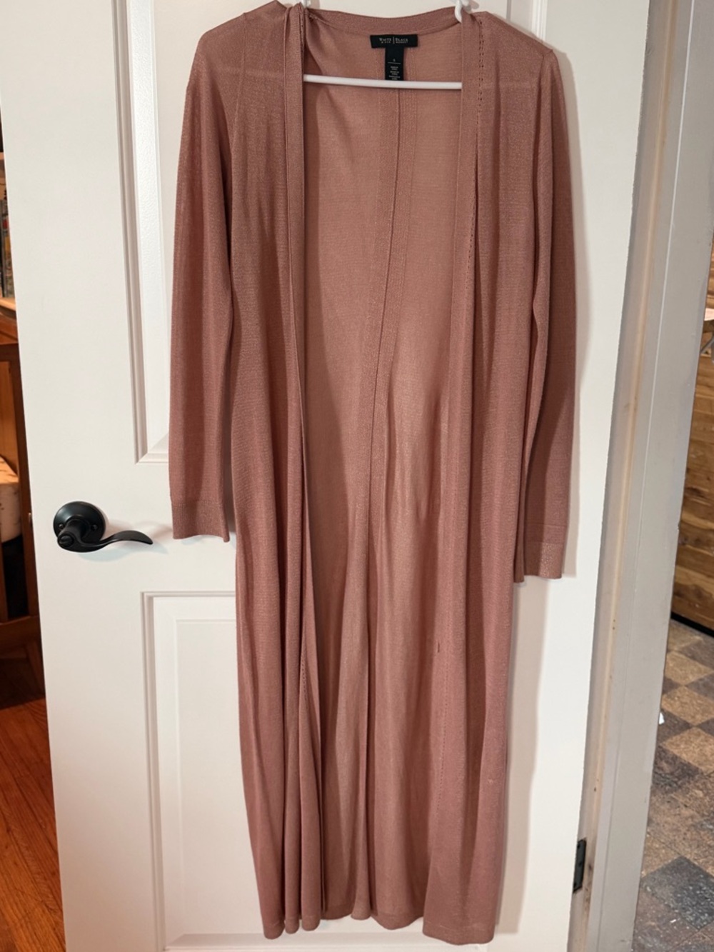 WHBM Long Open Front Women's Duster Cardigan in Dusty Rose